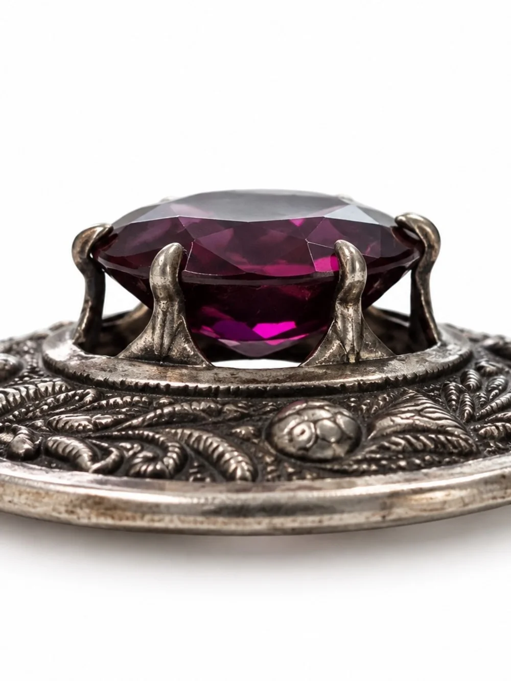 Scottish Thistle Brooch with Purple Glass